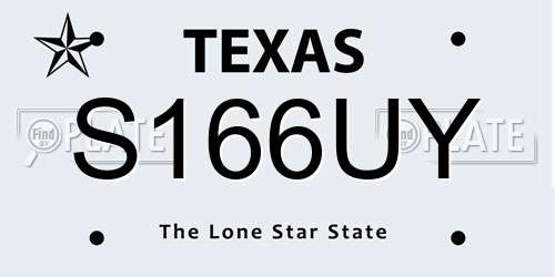 S166UY Texas License Plate