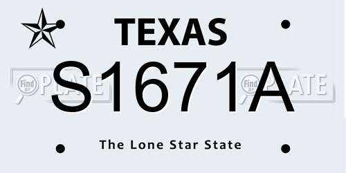S1671A Texas License Plate