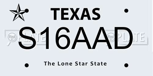 S16AAD Texas License Plate