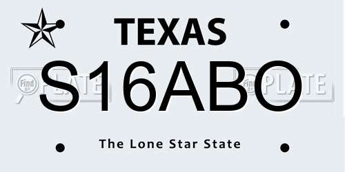S16ABO Texas License Plate