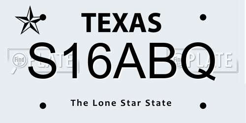 S16ABQ Texas License Plate