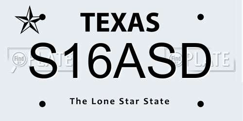 S16ASD Texas License Plate