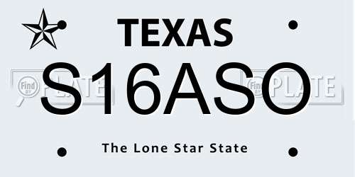 S16ASO Texas License Plate