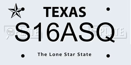 S16ASQ Texas License Plate