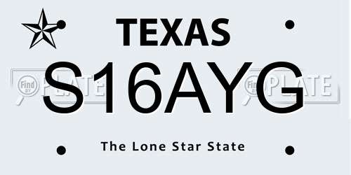 S16AYG Texas License Plate
