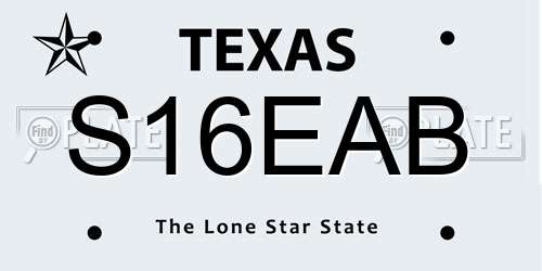 S16EAB Texas License Plate