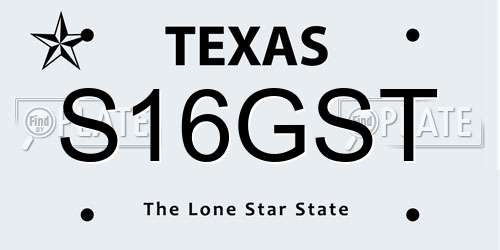 S16GST Texas License Plate
