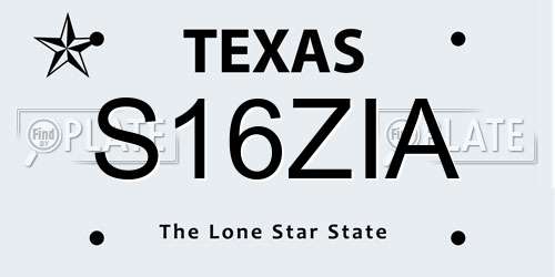 S16ZIA Texas License Plate