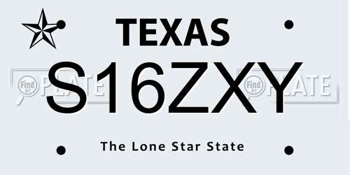 S16ZXY Texas License Plate