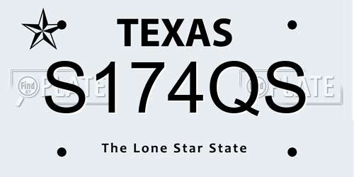S174QS Texas License Plate