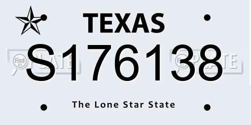 S176138 Texas License Plate