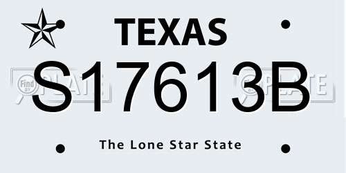 S17613B Texas License Plate