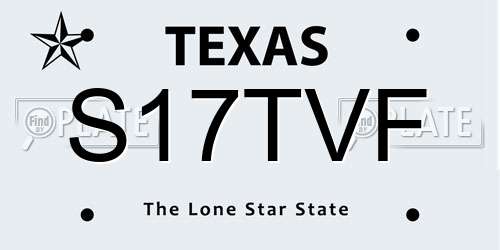 S17TVF Texas License Plate