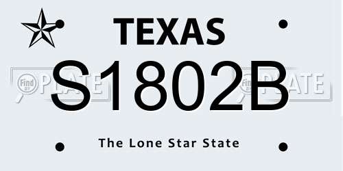 S1802B Texas License Plate
