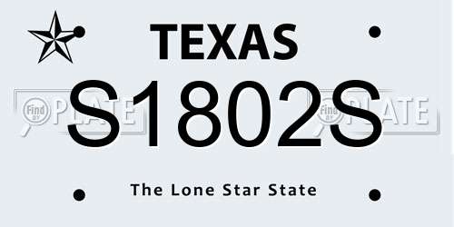 S1802S Texas License Plate