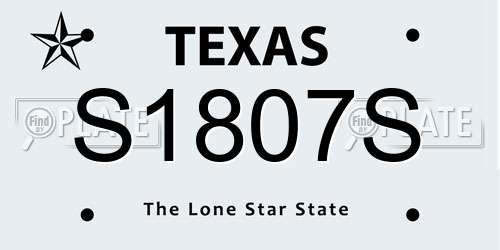 S1807S Texas License Plate