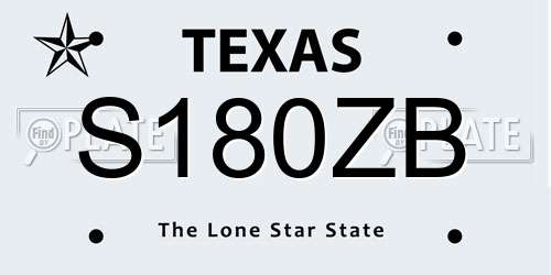 S180ZB Texas License Plate