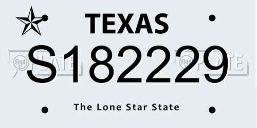 S182229 Texas License Plate