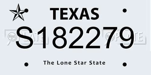 S182279 Texas License Plate