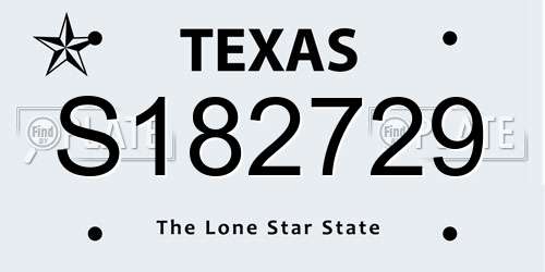 S182729 Texas License Plate