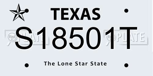 S18501T Texas License Plate