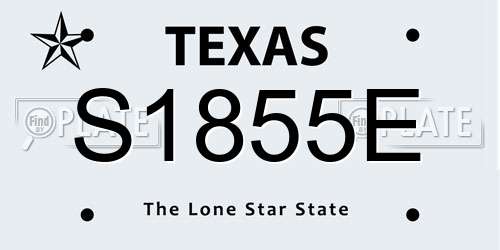 S1855E Texas License Plate