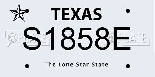 S1858E Texas License Plate