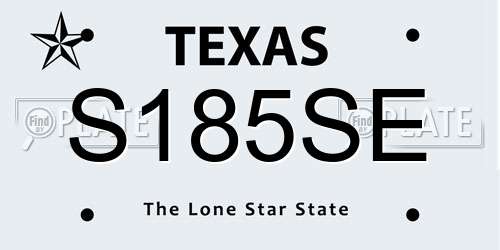 S185SE Texas License Plate