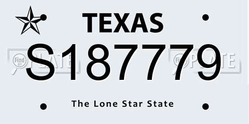 S187779 Texas License Plate
