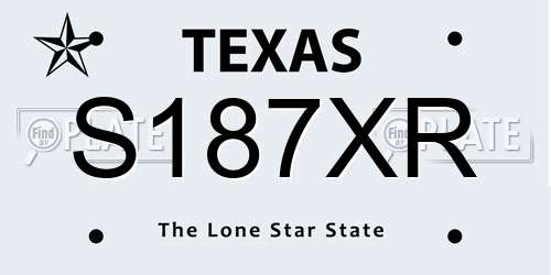 S187XR Texas License Plate