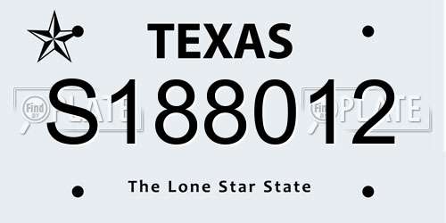 S188012 Texas License Plate