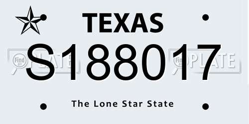 S188017 Texas License Plate