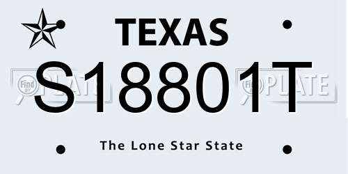 S18801T Texas License Plate