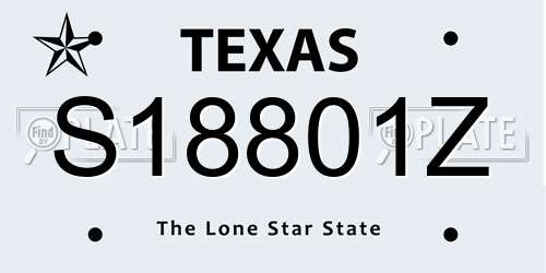 S18801Z Texas License Plate