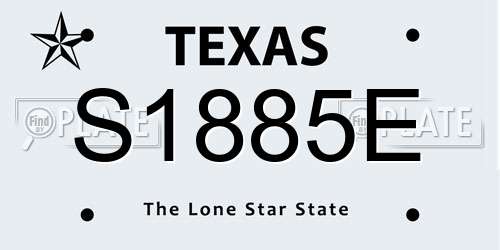 S1885E Texas License Plate
