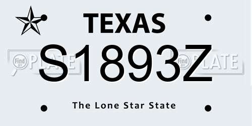 S1893Z Texas License Plate