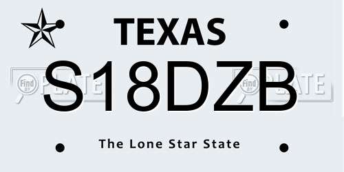 S18DZB Texas License Plate