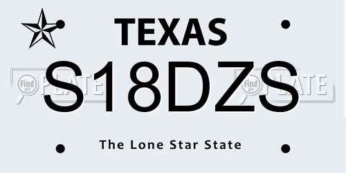 S18DZS Texas License Plate