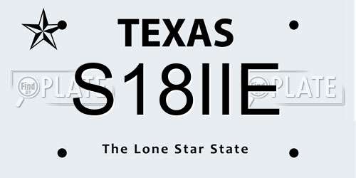 S18IIE Texas License Plate
