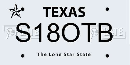 S18OTB Texas License Plate