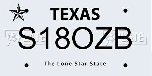 S18OZB Texas License Plate