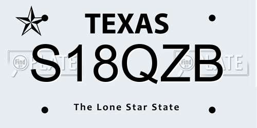 S18QZB Texas License Plate