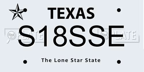 S18SSE Texas License Plate