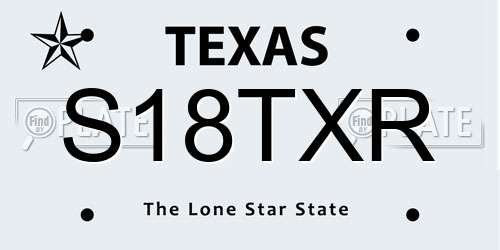 S18TXR Texas License Plate