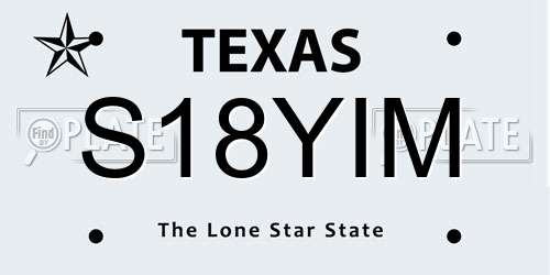 S18YIM Texas License Plate