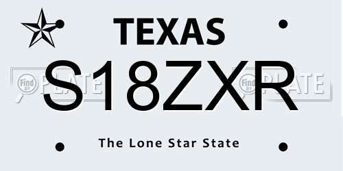 S18ZXR Texas License Plate