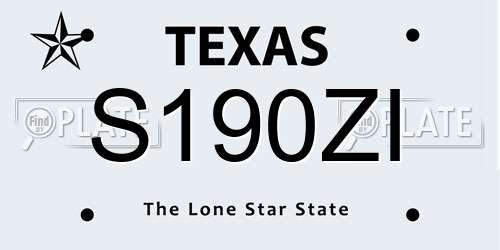 S190ZI Texas License Plate