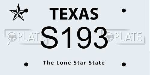 S193 Texas License Plate