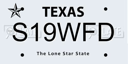 S19WFD Texas License Plate