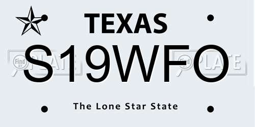 S19WFO Texas License Plate